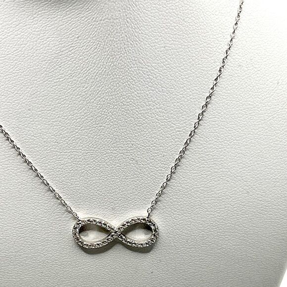 Sterling Silver Rhodium-plated with CZ Infinity Necklace - Picture 9 of 10